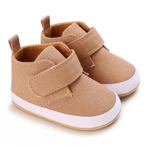 Sneakers alte personalizzate all'ingrosso in tela color tan per neonati, antiscivolo con velcro e suola morbida, scarpe <span class=keywords><strong>primi</strong></span> <span class=keywords><strong>passi</strong></span> per neonati e bambini piccoli - Product Image 1