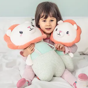 Muñecas para dormir de León Kawaii, juguetes cómodos para bebés, cama de peluche