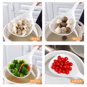 Cuillère passoire longue à manche pour nouilles et raviolis de style japonais, orange et blanche, pour égoutter les plats chauds (Hot Pot, Mala Tang) - Product Image 4