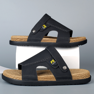 Sandales de plage pour hommes, mode estivale, à double bride et à enfiler, avec semelle extérieure en <span class=keywords><strong>cuir</strong></span> spatial mat et EVA - Product Image 1