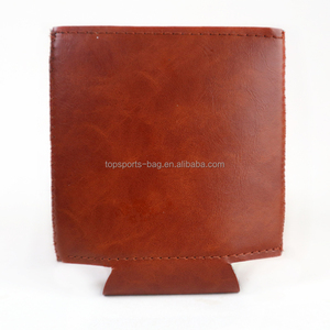 Funda de Neopreno y Cuero PU Premium para Latas de 12 oz, con Borde Cosido, Elegante Portavasos Aislado de Cuero Marrón - Product Image 6