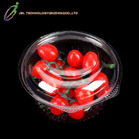 Boîte d'emballage pour fruits en plastique PET, qualité alimentaire, transparente, ronde, avec couvercle à charnière, pour salades