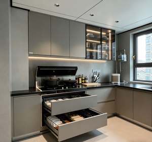 Gabinetes de Cocina en Forma de U Listos para Armar, Material de Madera Contrachapada con Isla y Bisagras de Cierre Suave, Hechos en China - Product Image 4