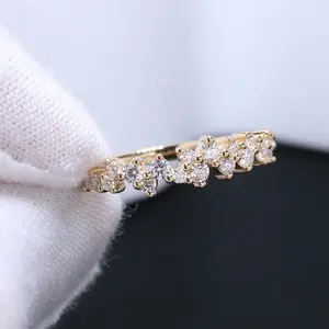 Fine Moissanite Engagement Ring For Women Real 14K 18K Yellow Gold Moissanite Ring Half Eternity Moissanite Wedding Band Ring
