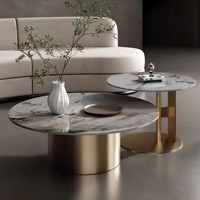 Ensemble table basse moderne simple en acier inoxydable doré et marbre tables d'appoint en pierre frittée pour centres de table de salon