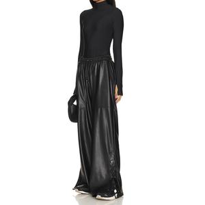 Pantalones de Cuero de Cintura Alta Estilo Vintage Y2K para Mujer, Pantalones Anchos Rectos Impermeables de Invierno - Product Image 1