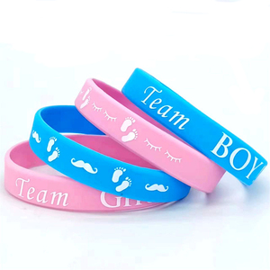 Fabrieksprijs Hot Verkoop Team Jongen Meisje Seks Onthullen Groep Verjaardagsfeest School Start Seizoen Jongen Meisjes Custom Siliconen Armband - Product Image 6