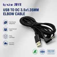 Cable de Alimentación USB 2.0 a DC 3.5x1.35mm, Conector en Ángulo de 90 Grados, Exterior Trenzado de Nailon, Personalizado