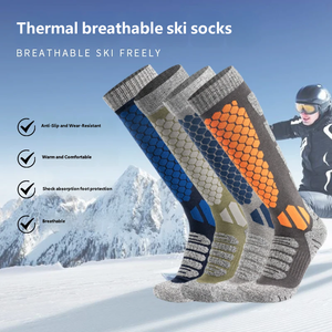 Calcetines térmicos para esquí, calcetines gruesos hasta la rodilla para invierno, calcetines transpirables con absorción de impactos, calcetines largos para esquí y senderismo - Product Image 1