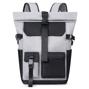 Sac à dos d'école pour étudiants élégant gris personnalisé imperméable Sac à dos pour ordinateur portable antichoc pour garçons Grand sac à dos d'école - Product Image 1