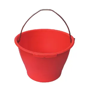 Hot-selling 18.5kg Red Steel Wire Bucket Handle Plastic Cement Bucket for Engineering