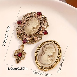 Broche de Aleación Chapado en Oro Personalizado de Beauty Lady, Broche Retro Moderno Unisex, Joyería de Regalo para Bodas, Compromisos y Fiestas - Product Image 2
