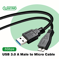 Kabel USB 3.0 Micro WISTAR, Kabel Hard Drive Kecepatan Tinggi USB 3.0 a ke Micro B, Kompatibel dengan Seagate WD Toshiba