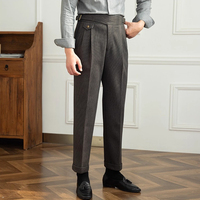 Pantalon de costume drapé taille haute à boutons, couleur unie, style italien Naples Paris, pour homme, collection automne