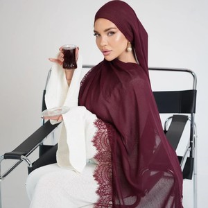 Voile long en dentelle modale 2026 pour <span class=keywords><strong>femme</strong></span> – Polyvalent, style ethnique, utilisation quatre saisons, inspiration malaise et moyen-orientale - Product Image 4