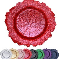 Assiette de présentation ronde en plastique dorée à volants, style occidental, pour dîner, mariage, fête, décoration, vente chaude en Europe