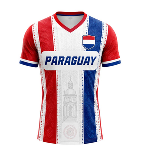 Maglia da Calcio TNOS Paraguay Edizione Tifosi Rossa Bianca Blu - 100% Poliestere Stampa a Sublimazione per Uomo - Product Image 1