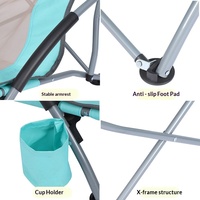 Fauteuil pliant de style glamping pour l'extérieur, chaise de camping et de plage portable avec sac de rangement latéral, en tissu Oxford, design à jambes basses