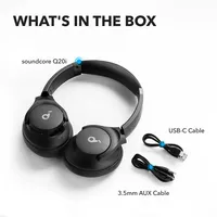 Casque Sans Fil Anker Soundcore Q20i Hybride ANC Supra-Auriculaire Autonomie 40 Heures Hi-Res Codecs AAC Suppression Active du Bruit 40H Longue Durée