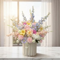 Arrangement de centre de table pour mariage, couleur printanière, boule de fleurs de 60 cm, mélange de roses roses et bleues