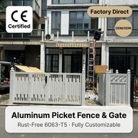 Juego de Puerta de Jardín con Valla de Aluminio Personalizada, Postes Decorativos con Remate de Corona, Resistentes al Óxido, Recubrimiento en Polvo 6063-T5