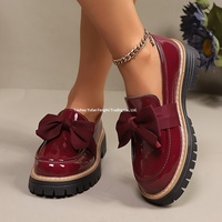 Sepatu Loafer Wanita Ukuran Besar 2026 Gaya Eropa Amerika Warna-warni Blok Warna Sol Tebal Vintage Lapisan Tunggal