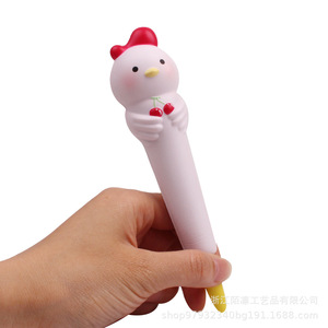 Adorable figurine de poulet pour stylo, en PU souple, aide à l'écriture, cadeau, jouet - Product Image 4