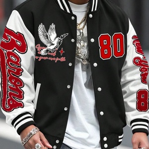 Veste de campus pour homme personnalisée, chenille, broderie 3D, imprimé vintage Y2k, col baseball, veste varsity pour homme - Product Image 3