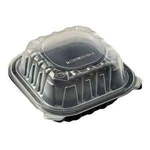 Contenitore per Alimenti in Plastica Trasparente Nera 6x6 con Coperchio a Clip, Impilabile, Adatto al Microonde, per Conservazione in Frigorifero, per Uso in Cucina, Stampato a Iniezione - Product Image 1