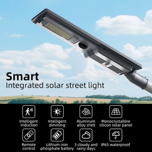 Hk Mistai impermeable Ip65 Led 8000Lm 72Ah Pir Sensor de movimiento Mppt luces alimentadas por energía solar al aire libre todo en una lámpara de luz de calle solar - Product Image 2