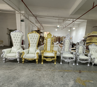 Chaises de banquet Princesse et Roi, Trône Royal Doré, Sièges de Luxe en Bois Massif pour Mariage, Fête, Hôtel
