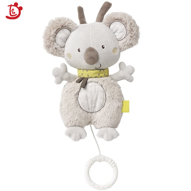 custom Cute koala Plush Lullaby Pull String Musical Crib Hanging Baby Toy