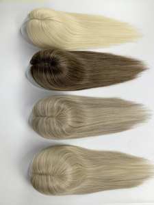 2024 <span class=keywords><strong>nouvelle</strong></span> mode russe cheveux soie Base Topper luxe qualité 100% cheveux humains Topper suisse dentelle femmes Topper pour la vente de noël - Product Image 3