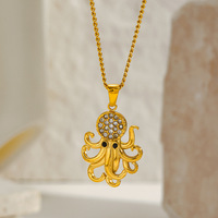 Collar de Moda con Colgante en Forma de Cangrejo, Incrustado con Circonitas, de Acero Inoxidable, Serie Océano, con Estrella de Mar y Concha, para Verano