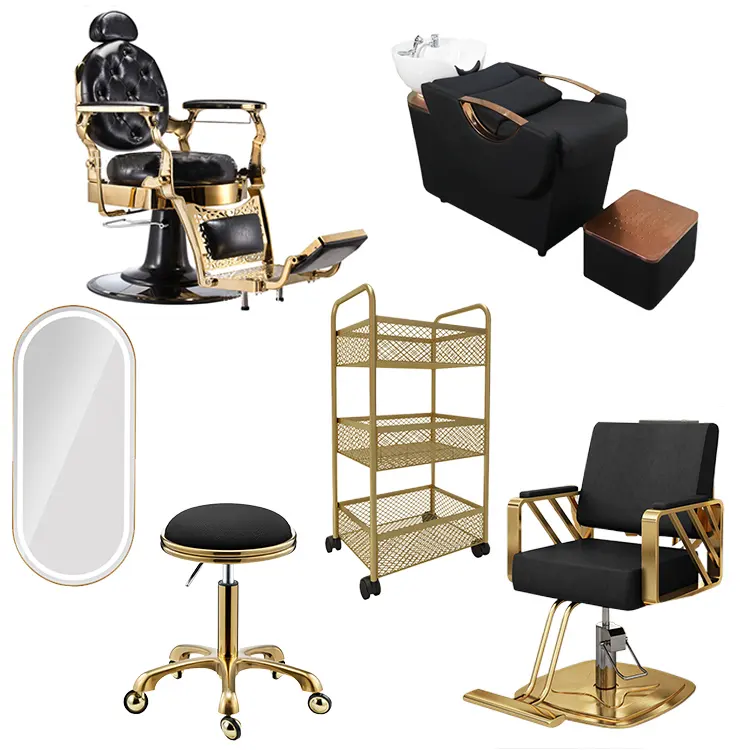 Yeni stil güzellik salonu mobilyası takım modern lüks salon kuaför sandalyeler ayna istasyonu pedikür ve satılık manikür masası set