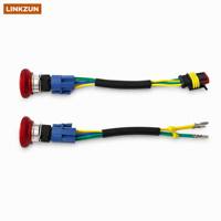 Botón de Paro de Emergencia Impermeable IP67 con Arnés de Cableado, Reinicio por Giro, Cable de Control Industrial de 36V y 4 Pines