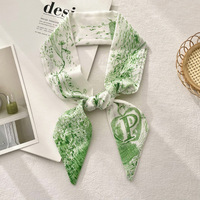 Sjaals Dames Alfabetische Print Luxe Zijden Portemonnee Decoratie Accessoires voor Vrouwen Geprint Handtas Tas Sjaal Strik Zijde