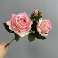 Künstliche Seidenrose mit 3 Köpfen, Naturgetreue Große Blume für Innenräume, Heimdekoration, Hochzeit und Abschlussfeier
