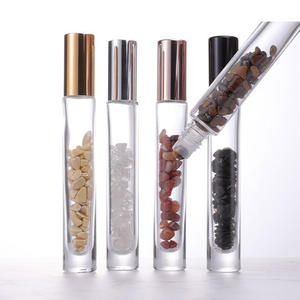 10ml pierres semi-précieuses naturelles bouteilles à rouleaux d'huile essentielle bouteilles à bille en verre clair pierres précieuses avec des copeaux de <span class=keywords><strong>cristal</strong></span> à l'intérieur - Product Image 5