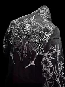 Sudadera con Capucha LEDUO con Estampado de Calavera y Espinas, Estilo Y2K Emo Punk, Ropa Urbana Unisex, Informal para Uso Diario, Sudadera Gráfica de Alta Calidad - Product Image 5