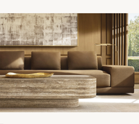 Mobilier de salon moderne et luxueux Table basse en pierre naturelle travertin