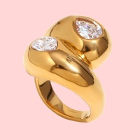 Bague double croix en métal argenté minimaliste, avec pierre CZ goutte d'eau, bijoux entrelacés pour femmes, vente en gros