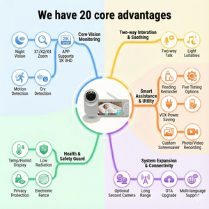 Babyphone vidéo intelligent Tuya Smart Life App Control KT-716W, 1080P HD, 2,4 GHz, écran LCD 7 pouces, suivi automatique, détection de mouvement, OEM ODM - Product Image 2