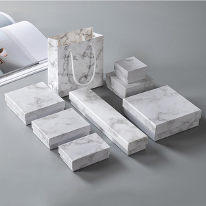 Caja de Joyería con Diseño de Mármol en Oferta, con Inserto de Espuma, Cajas de Joyería Cuadradas de Papel para el Día de San Valentín, Estuche de Embalaje con Logotipo Personalizado - Product Image 1