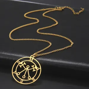 Satan Sigil of Lilith Pendant Necklace Stainless Steel Solomon Demon Seal Necklaces Good Luck Mythology Amulet Jewelry