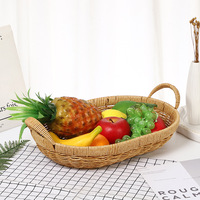 Imitatie rotan PP ovale uittrekbare fruit- en groentemand voor woonkamer en keuken, voor het opbergen van snacks