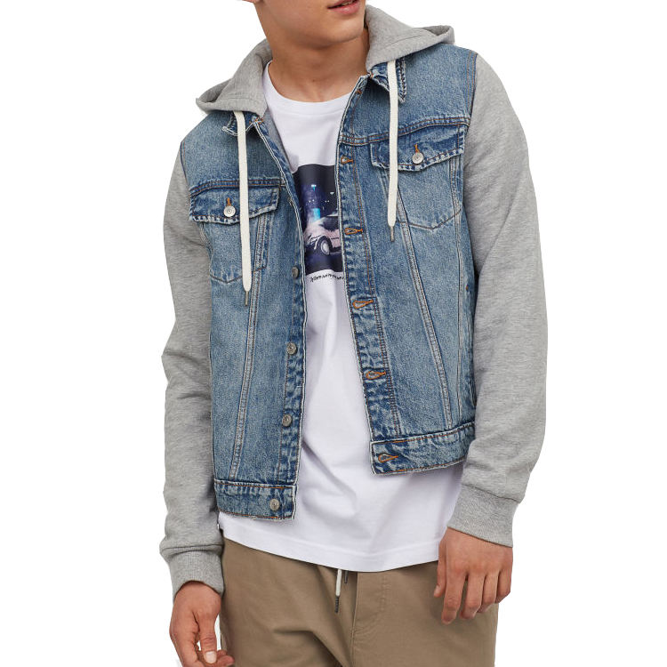 Veste en jean boutonnée à capuche pour homme Veste à capuche en jean avec  cordon de serrage