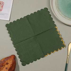 Green Gold Trim Paper Napkins 250mm Square Disposable Wedding Party Tableware - Product Image 4