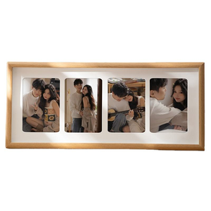 <span class=keywords><strong>Cadre</strong></span> <span class=keywords><strong>photo</strong></span> en bois naturel à 4 ouvertures <span class=keywords><strong>avec</strong></span> passe-partout, affichage mural horizontal multi-photos, décoration intérieure, vente en gros - Product Image 3