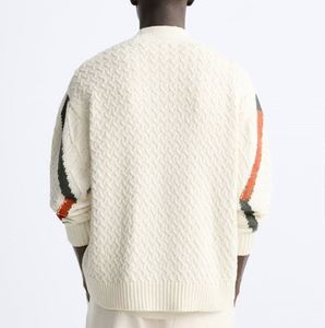 Cárdigan de punto de algodón para hombre, nuevo estilo personalizado, informal, de manga larga, sin cuello, sin hombros - Product Image 3